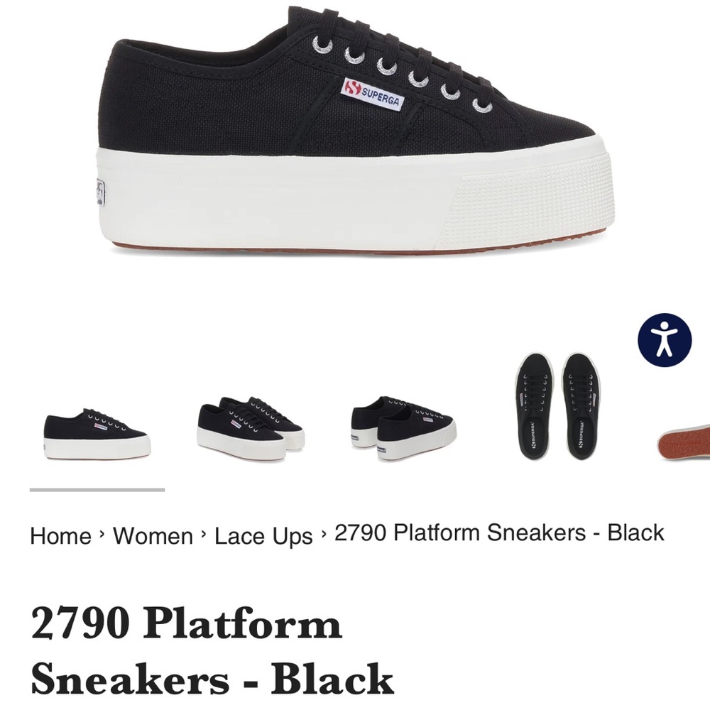 Superga Black Platform Sneakers - New Without Tags!